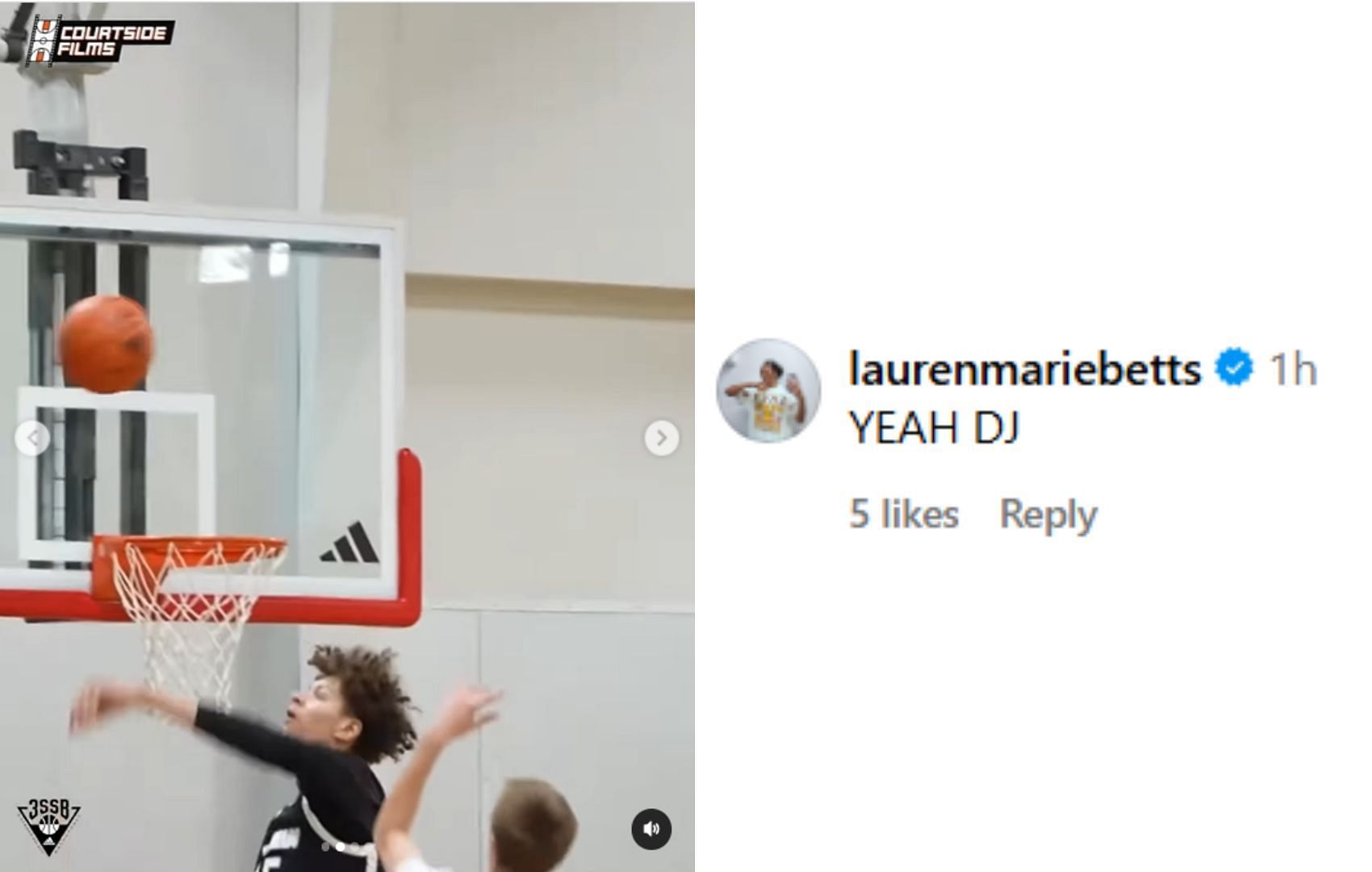 UCLA's Betts comments on her brother's mixtape from Adidas' 3SSB | via @sportscenternext/ig